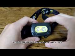 350 Lumens Hands-Free Head Torch With Focus Beam COB Flood Beam Red Warning Lamp