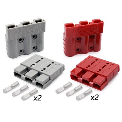 China Copper 3-Pin 50A Grey& Red for Anderson style Connector 50Amp 600v Battery charging plug for sale