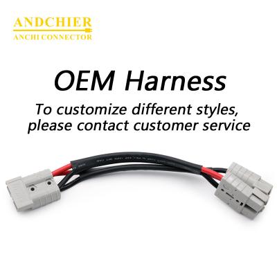 China The copper plating silver Battery connection extension wire electric vehicle battery shunt line 1 out 2 50A Anderson-style Wire Harness for sale