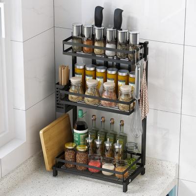 China Universal Countertop Rack Kitchen Bathroom Rack 2 Tier Spice Organizer Desktop Organizer Pantry Seasoning Shelf Storage for sale