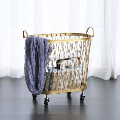 China Modern Lightweight Nordic Bathroom Toy Storage Basket Household Bedroom Storage Basket Wheeled Dirty Laundry Basket for sale