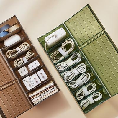 China Modern Multi-use Desktop Earphone Storage Box Charging Wire Clear Plastic Organizer For Home Data Cable Storage Box for sale