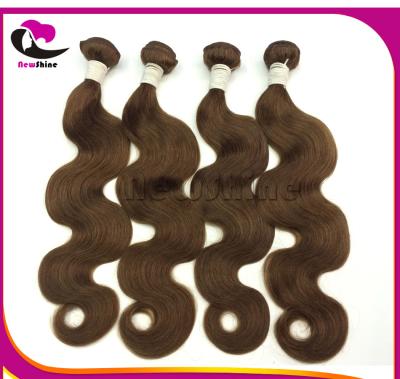 China NewShine Popular Light Brown 4# 100gram(3.5oz) Thick End Natural Virgin Brazilian Hair Extensions for sale