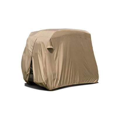 China Universal Golf Cart Cover 600D 2 Passenger Golf Cart Cover with Extra PVC Coating Sunproof Dustproof Passenger Side Zippers Two Side Driver for sale