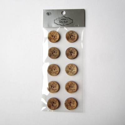 China Custom wooden button viable with self-adhesive glue for sale