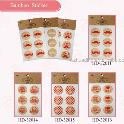 China DIY Sticker Decorative Bamboo Material With Red Printing Sticker For Decoration for sale