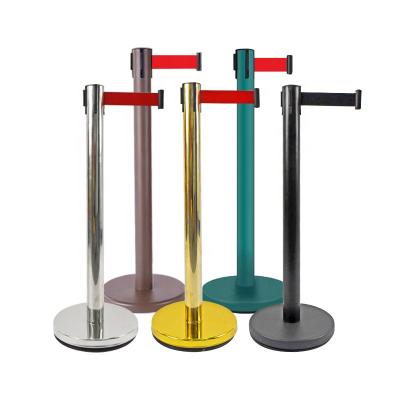 China Pavement Safety Factory Direct Sales Stainless Steel Belt Pole Bracket Retractable Crowd Control Barrier for sale