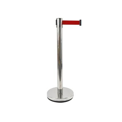 China Multi-application Bank Line Retractable Crowd Control Bracket Stainless Steel Security Barrier Warning Pole for sale