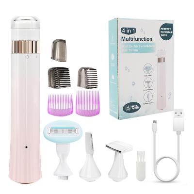 China Hotel Waterproof 4 In 1 USB Rechargeable Lady Body Cordless Electric Shaver for sale