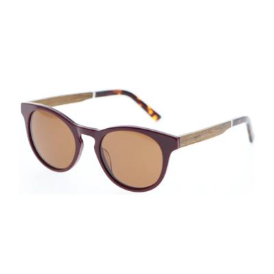 China Fashion Sunglasses 2020 Newest Cat Eye Acetate Flat Top Sunglasses With Teak Wood Arms For Woman for sale