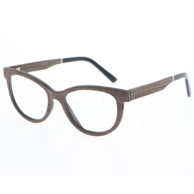 China Vintage Low MOQ Clear Wooden Reading Glass Optical Frames Glasses For Women for sale