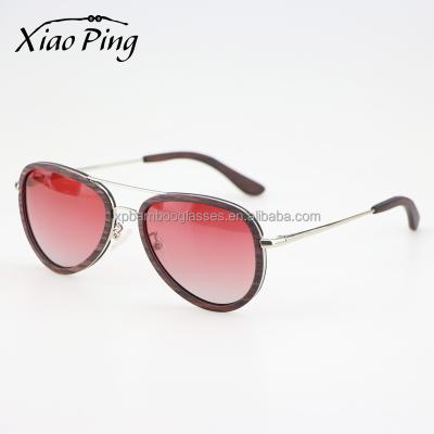 China New Fashion Sunglasses Custom Design Ladies Gradient Sandal Wooden Metal Arm Purple Sunglasses With Double Bridge for sale