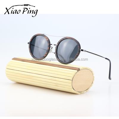 China Fashion Sunglasses Metal Wooden Unique Smart Round Sunglasses With Custom Logo Printed Lens for sale