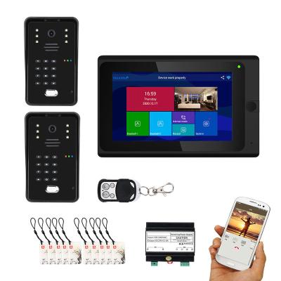 China Wifi 7 Inch BUS 2 Wire RFID Door Phone Video Intercoms Support Remote APP Home Access Control System 2 Monitors AST713BM2JK21 for sale