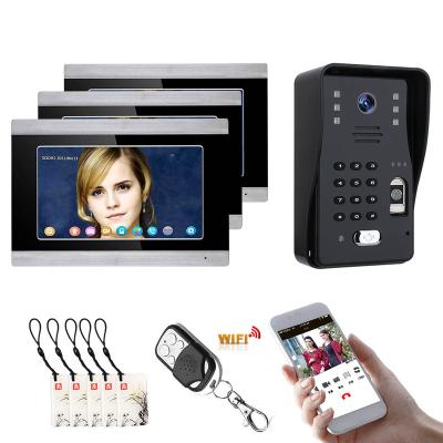 China TUYA Video Intercom WIFI RFID Fingerprint Video Door Phone System Intercom 3 Home Monitor 7 Inch Support Outdoor APP Opening SY711HMJLP13 for sale