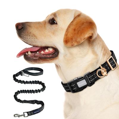 China Nylon Reflective Dog Leash Adjustable Pet Safety Rope Lead Collar Set for sale