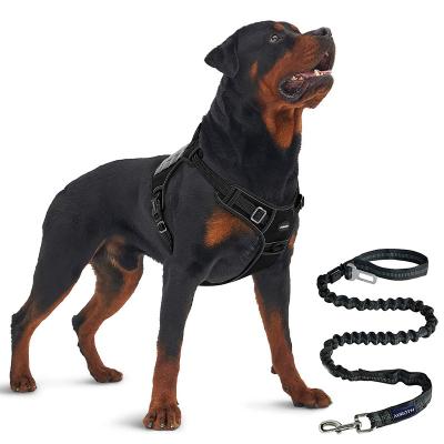 China Thoughtful Personalized Custom Tactical Dog Harness With Heavy Duty Dog Leash Durable Adjustable Nylon Dog Harness And Leash Set for sale