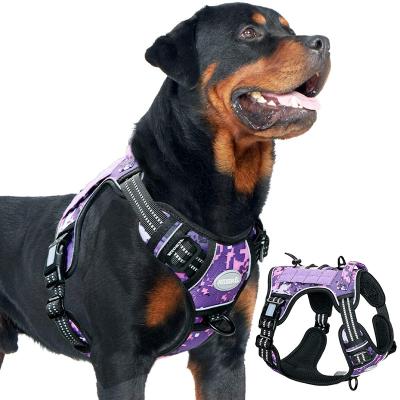 China Best Selling Amazon Reflective Military Easy Control Pet Harness Adjustable Breathable Service Dog Harnesses For Running Or Training for sale