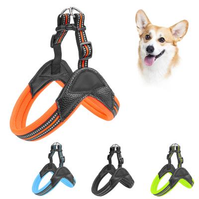 China High Quality Reflective Nylon Dog Leash Adjustable Breathable Reflective Safety Harness Dog Harness for sale