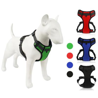 China Large Dog Pet Harness Adjustable Reflective Breathable Soft High Quality Tactical Nylon Reflective Vest Harness for sale