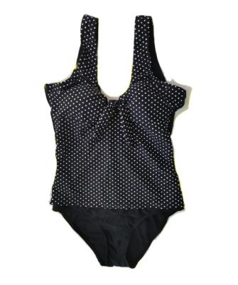 China Breathable White Dots Print Swimwear Black Removable Waist Lady's Protection Swimsuit for sale