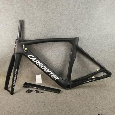 China Road Go Bike T1000 UD Matte Silver Logo Black CARROWTER Disc Carbon Road Bike Frames Disc Bicycle Frameset With 50 53 55 57cm for sale