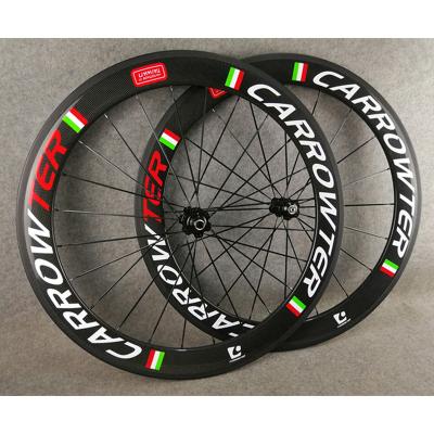 China Road Bikes 700c 25mm Full Carbon Fiber 60mm Carbon Road Bike Wheels CARROWTER Bike Wheelset 3K UD Anvil Novatec A271 Tubeless Hubs for sale