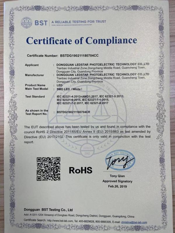 RoHS - Dongguan Ledstar Optoelectronics Technology Co., Ltd.