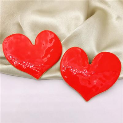 China Euramerican Style Design Individuality Unique Stylish Special Red Enamel Luster Heart Shaped Ear Clip for sale