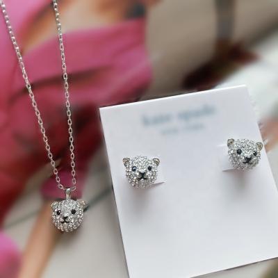 China Cute Euro-American Style Zircon Necklace Set With Cute Polar Beer Stud Earrings for sale