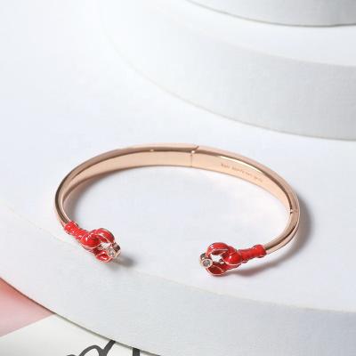 China FASHIONABLE Wholesale Crawfish Red Diamond Enamel Jewelry Brand Open Stretch Bracelet Female for sale