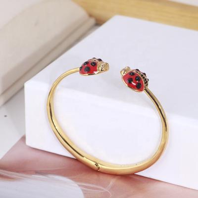 China FASHIONABLE Ladybug red stereo inlay enamel jewelry trend small diamond earrings necklace bracelet for sale