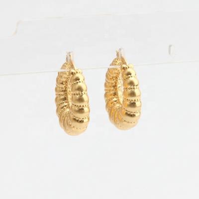 China TRENDY European and American daily gold fashion texture retro accessories thick shell modeling earring female for sale