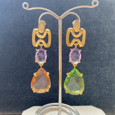 China Exquisite Stained Glass Stud Earrings Pendants Hyperbole Hyperbole Top Side Jewelry for sale