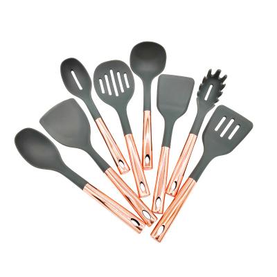 China Sustainable Kitchen Tools Silicone Spatula Set With Copper Handle Heat Resistant Household Cookware Household Kitchenware Silicone Spatula Set for sale