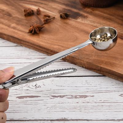 China Sustainable Kitchen Accessories wholesale measuring spoons stainless steel food sealing clip coffee spoon for sale