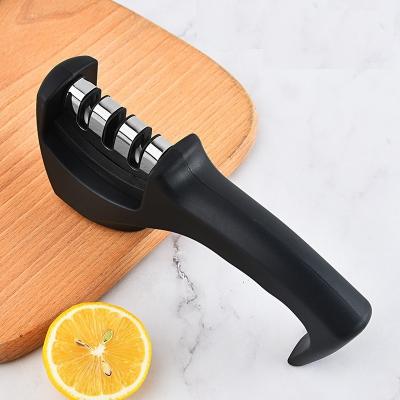 China New Stainless Steel Sharpener Tool Rubber Handle Knife Sharpener Viable Non Slip for sale