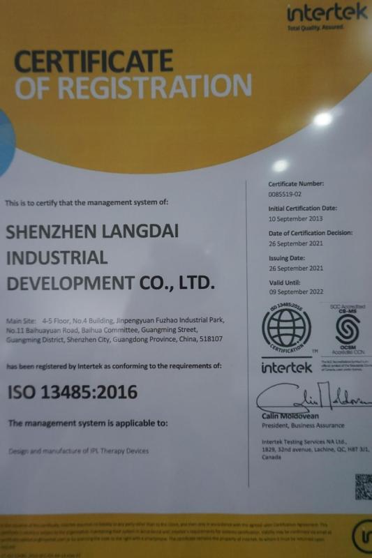 ISO13485 - Shenzhen Langdai Beauty Co., Ltd.