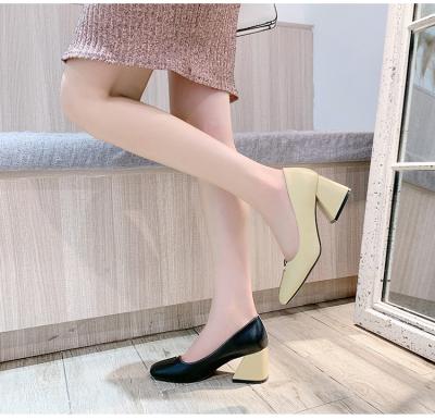 China Low Price Low Price Shoes Alibaba Wholesale Hot Lightweight Pump Base Design High Quality Women Dress Women Chunky Heels Shoe For for sale