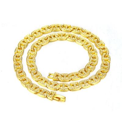 China new small alloy rhinestone electrostatic cuban hip hop chain Japanese hiphop chain jewelry Anti-scratch film wrap metal 8mm chain for sale