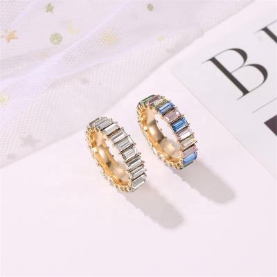 China New Fashion 925 Sterling Silver Baguette Bling Diamond Ring For Women for sale