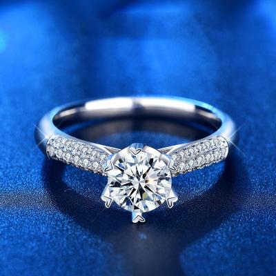 China Romantic Queen Star Diamond Ring 925 Sterling Silver Moissanite Ring Female for sale