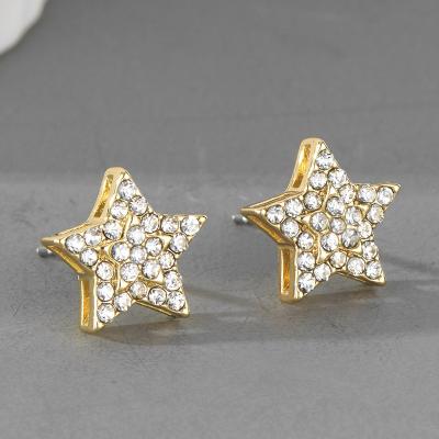 China Fast Delivery Creative Women's Star Alloy Rhinestone Stud Earrings Star Pentagon Hip Hop Earring Jewelry for sale