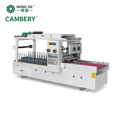 China Building Material Shops Cost effective wood profile wrapping machine  with cold glue corrugated cardboard cold glue laminating machine for sale