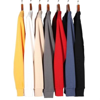 China Custom Cotton Oversized Anti-Shrink Terry Crewneck Sweatshirt French Logo Plain Hoodies Embroidered Unisex Blank for sale