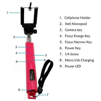 China Mini van de Stokmonopod van Zakbluetooth Selfie de Telefoonsteun voor Mobiele Telefoon Te koop