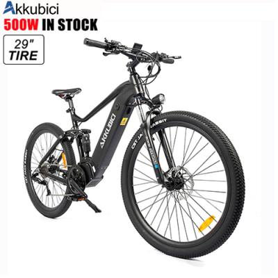 China Aluminum alloy Akkubici bafang mid drive motor electric mountain bike 500w moped mtb e bike 29 inch tire e-bike adult electric bicycle for sale