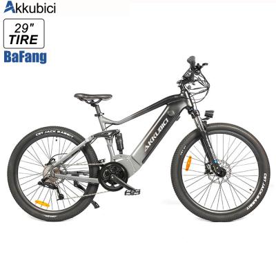 China Aluminum alloy Akkubici 29 inch bafang 48v 250w mtb e bike full suspension electric mountain bike zoll mi 29 drive electric bicycle for men for sale