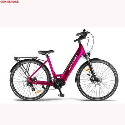 China Aluminum alloy Akkubici OEM Kenda 700c tire ebike 36V 250W 25km/h Bafang M200 motor mid city electric bicycle for lady for sale