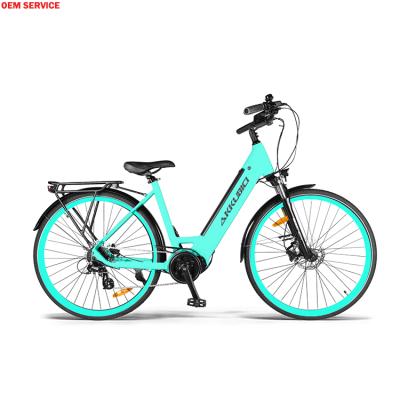 China Aluminum Alloy Akkubici EU Warehouse Sample Motor 700C 36V 250w BaFang Mid City e Electric Bike for Woman and Men for sale